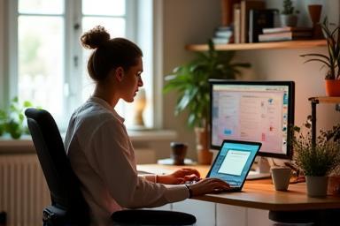 Employee working from a cozy home office